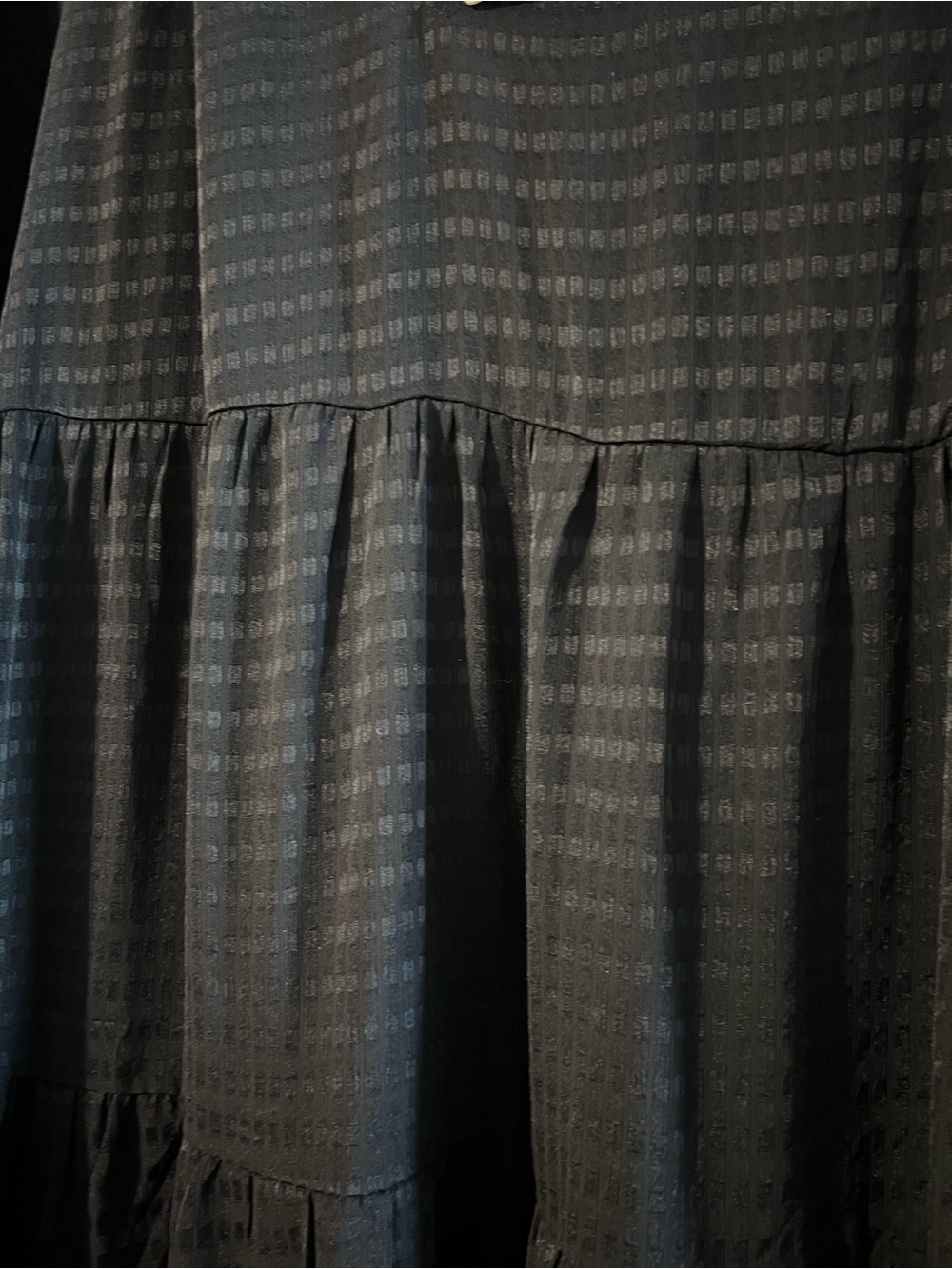 Black Tiered Long Sleeve Textured Dress - Picture 2 of 7